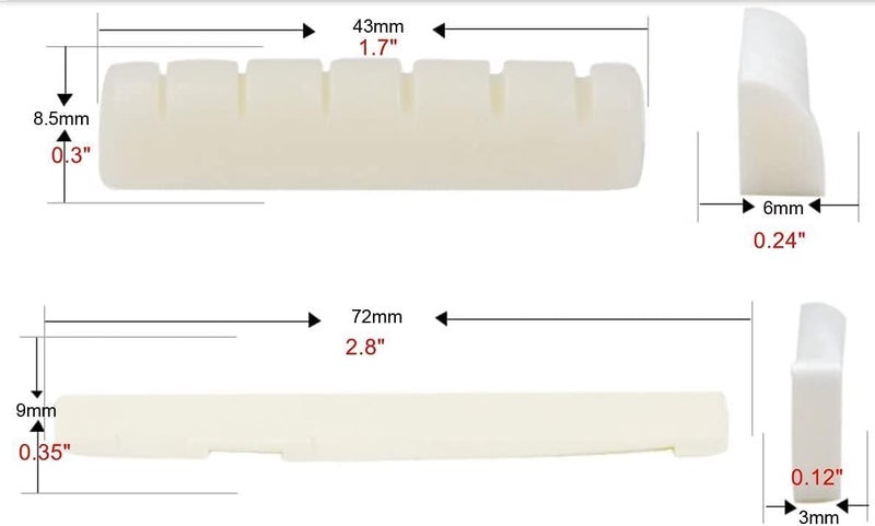 LinnWell 2 Sets 4pcs Guitar Accessories 6 String Acoustic Guitar Bone Bridge Saddle and Nut Made of Real Cow Bone for Acoustic Folk Guitar Guitar Accessories - Image 3